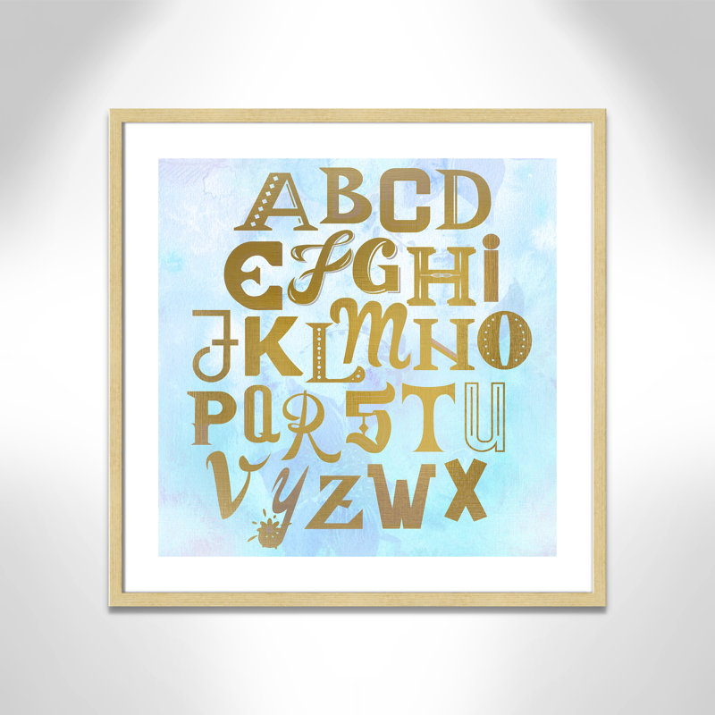 Abc Blue », impression sur papier, Encadré de boîte champagne clair, H 26,5 po x l 26,5 po x P 1,18 po