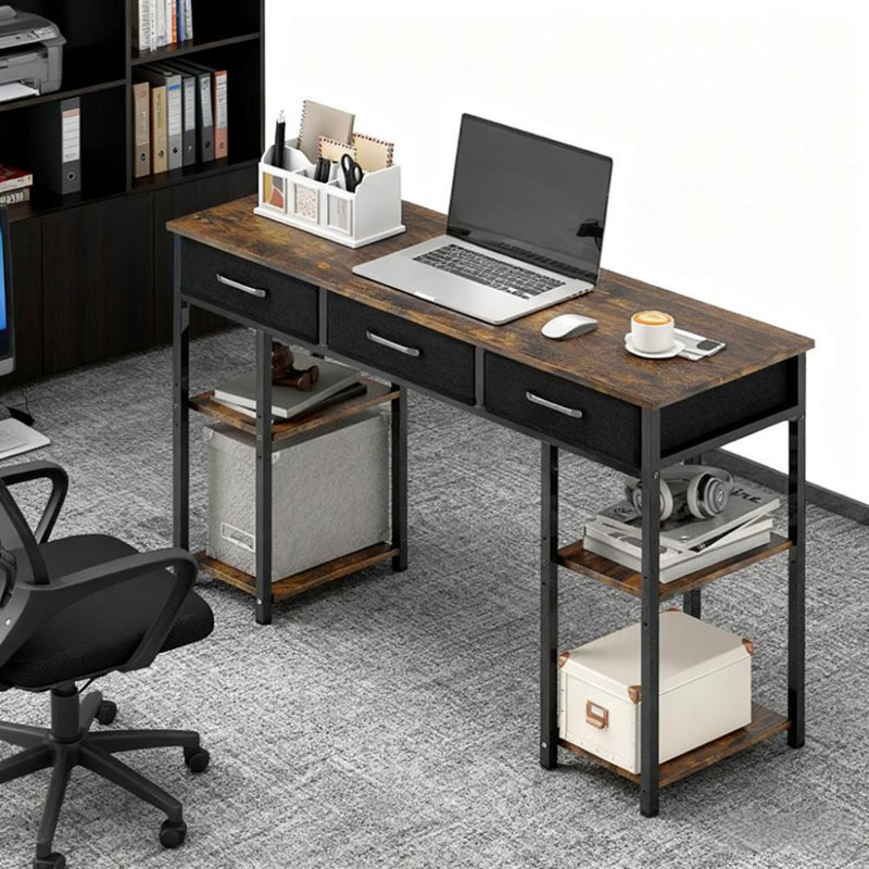 Writing Desk, Home Office Desk With Adjustable Shelves,For Home And Office