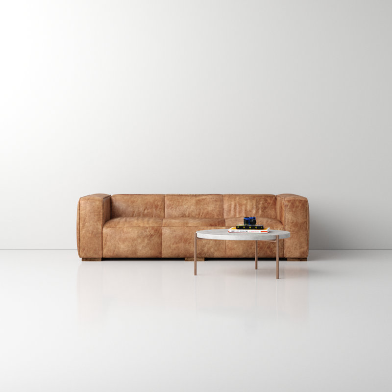Dillington 101'' Leather Sofa, Cappuccino Genuine Leather