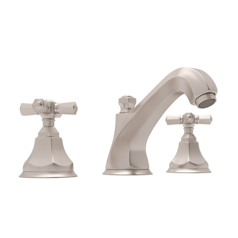 Palladian® Widespread Lavatory Faucet, Satin Nickel, Cross Handle