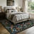     Floral Vintage Washable Black 8X10 Area Rug with Non Slip Backing - Low Pile Durable Carpet for Living Room, Bedroom, Dining Room or Office Decor-1956344214