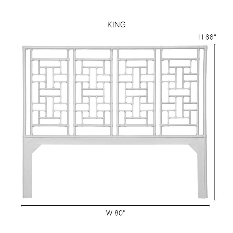 Ohana Wicker/Rattan Open-Frame Headboard, King, Hot Pink