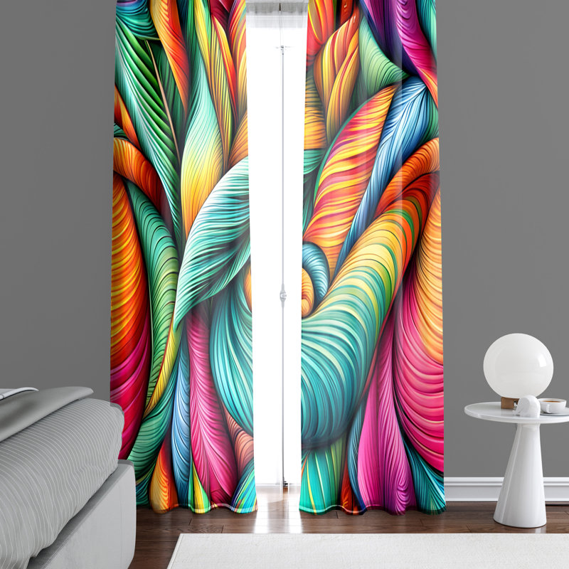Paire de rideaux semi-transparents en polyester Diarmid, L 40 po x L 52 po