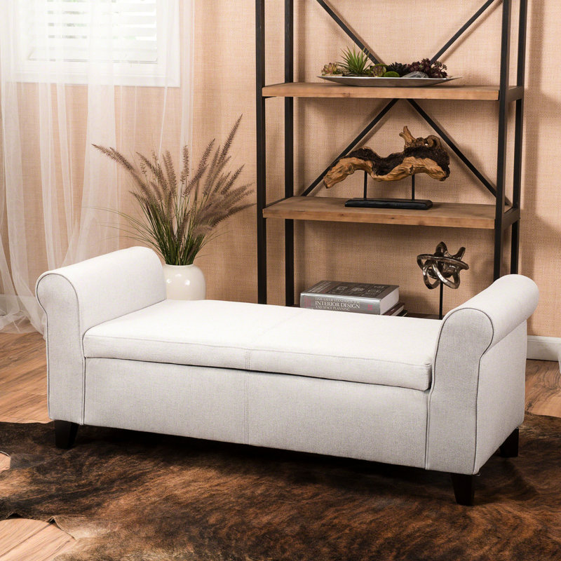Banc chic avec rangement rembourré gris élégant pour les petits espaces, Gris clair