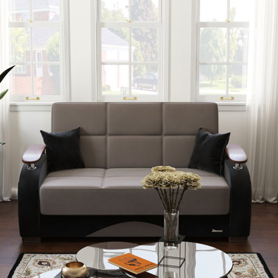 Upholstered Gray Microfiber With Storage, Click - To Sleeper, Suitable For Dorm, Easy Assembly, 600 Lbs Limit, Thick Seat Cushions, Rust Mechanism , Storage Compartments, Bed Conversion, Good Living