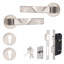  Modern Nova Euro Lock Door Handles in Satin Nickel Finish with 70mm Key and Barrell