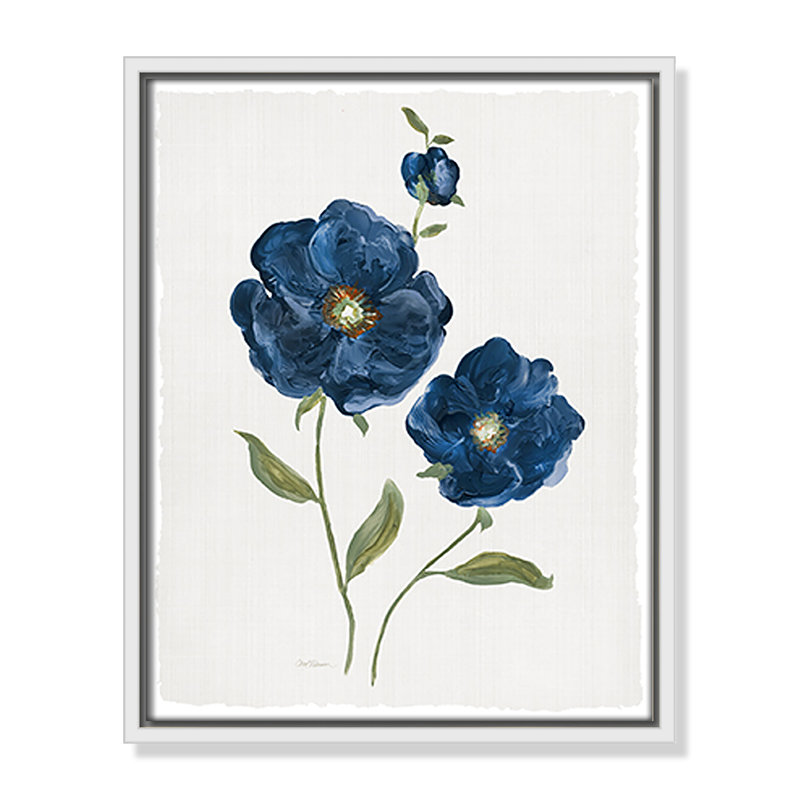 «Blue Poppies Print» par Carol Robinson, H 15,5 po x l 12,5 po x P 2 po, Blanc
