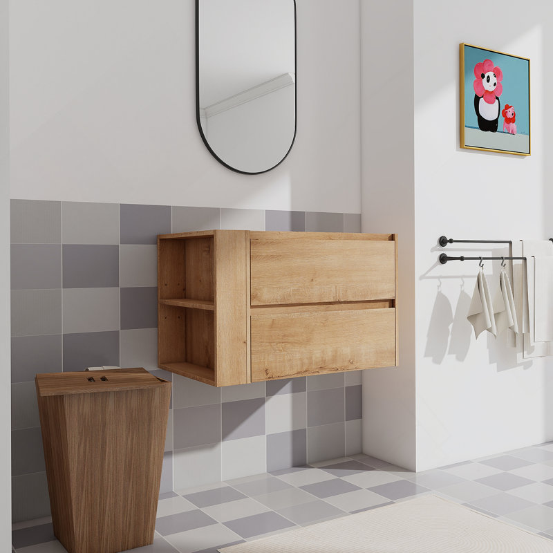 30" Wall Mounting Bathroom Vanity, Soft Close Drawer(Only Vanity, Without Basin)