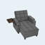 Chaise longue, canapé-lit avec dossier réglable à 6 positions, ports USB, porte-gobelet et table d'appoint pivotante-129598934