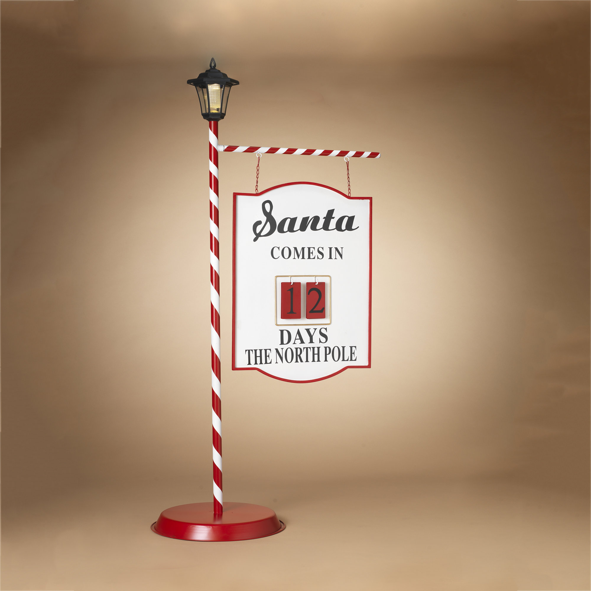 Illuminated 57.75 in H Solar Lighted Metal Santa with “JOY” Sign