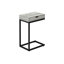 Table d'appoint, en forme de C, bout, côté, collation, tiroir de rangement, salon, chambre à coucher, stratifié gris, métal noir, contemporain, moderne-1910641025