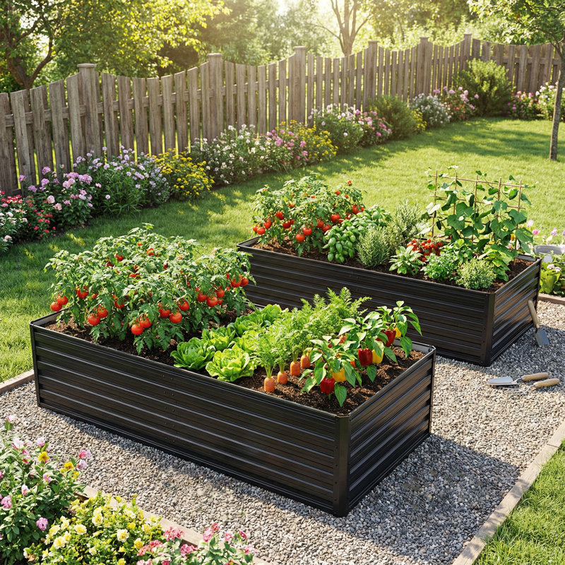 Metal Raised Garden Bed Outdoor Reinforced Galvanized Rustproof Colored Steel Planter Boxes For Vegetables, Raised Beds For Growing Flowers Herbs Succulents