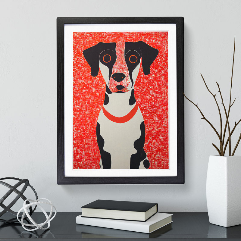 Cute Dog Abstract - Single Picture Frame Print, 64cm H x 46cm W x 2cm D, Black