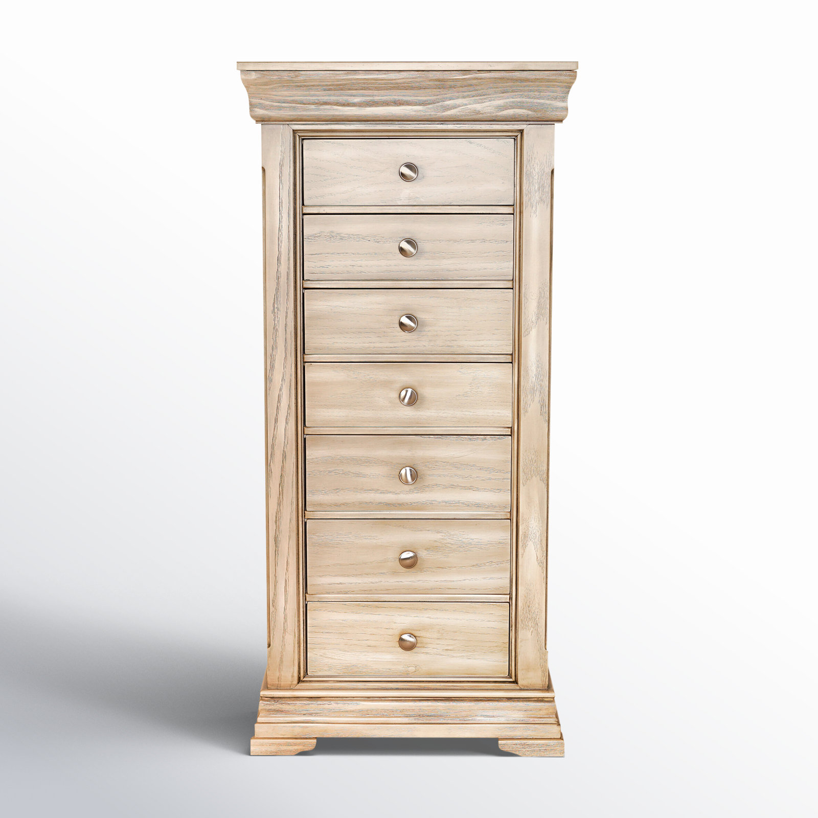 Gerardo Free Standing Wood Jewelry Armoire with Mirror, Taupe Mist