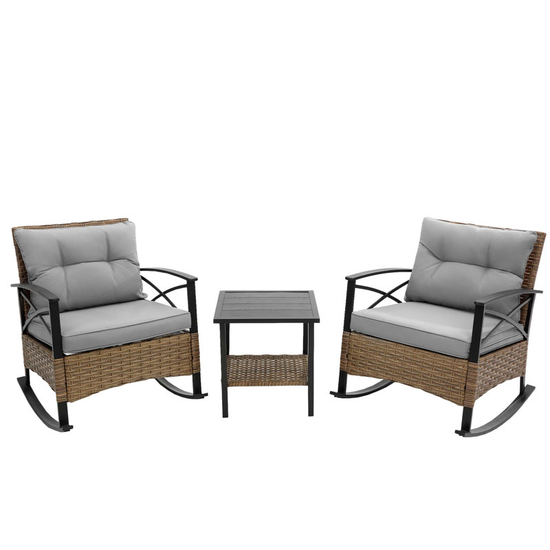 Ensemble de chaises berçantes 3 pièces, Gris