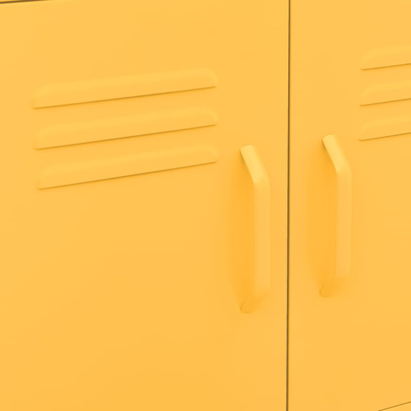 Storage Cabinet Freestanding File Cabinet with Shelves for Office Steel, Mustard Yellow
