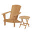 Ensemble de 2 chaises de patio Adirondack Grade A en teck (1 chaise + 1 table d'appoint)