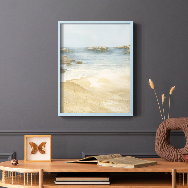 Tranquil Beach I, reproduction encadrée - bois massif, Or, H 28 po x l 22 po