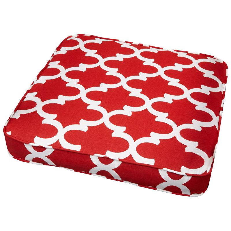 Shivers Outdoor 3'' Dining Chair Seat Cushion, 20" W x 20" D, Scalloped Red