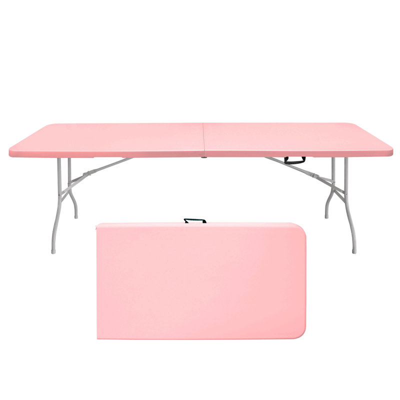 Table pliante de 8 pi, table en plastique portative pour le camping, pique-niques, fêtes, table pliable à charge élevée