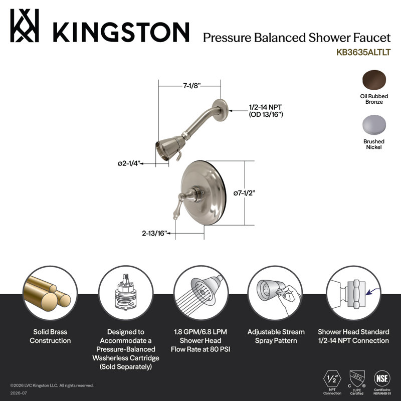 Robinet de douche thermostatique, Bronze huilé