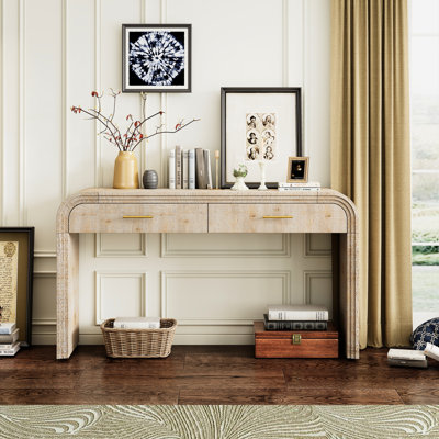 Console élégante avec deux tiroirs en bois naturel délavé pour le salon et le bureau à domicile Hall d'entrée spacieux naturel