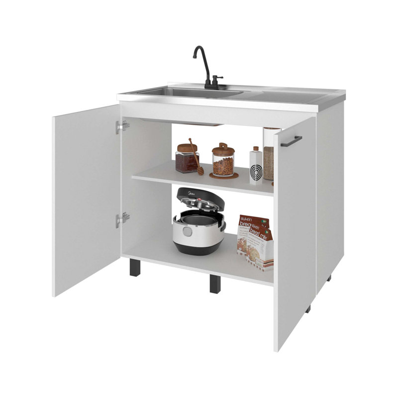 Armoire blanche avec 2 portes et 3 tablettes, Blanc