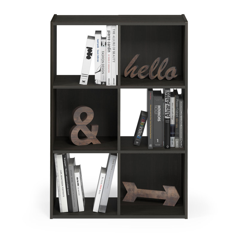 Anzalone Cube Bookcase, Espresso, (6 Shelves) 35.94" H x 24.02" W x 11.61" D