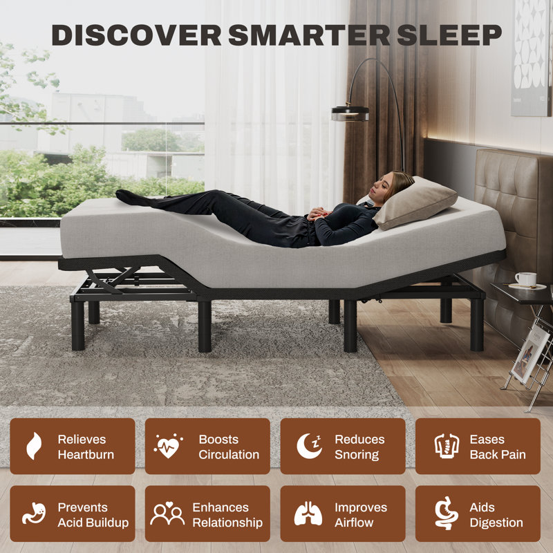 Boltz Zero Gravity Adjustable Bed Frame with Head & Foot Lift & Wired Remote, Twin XL