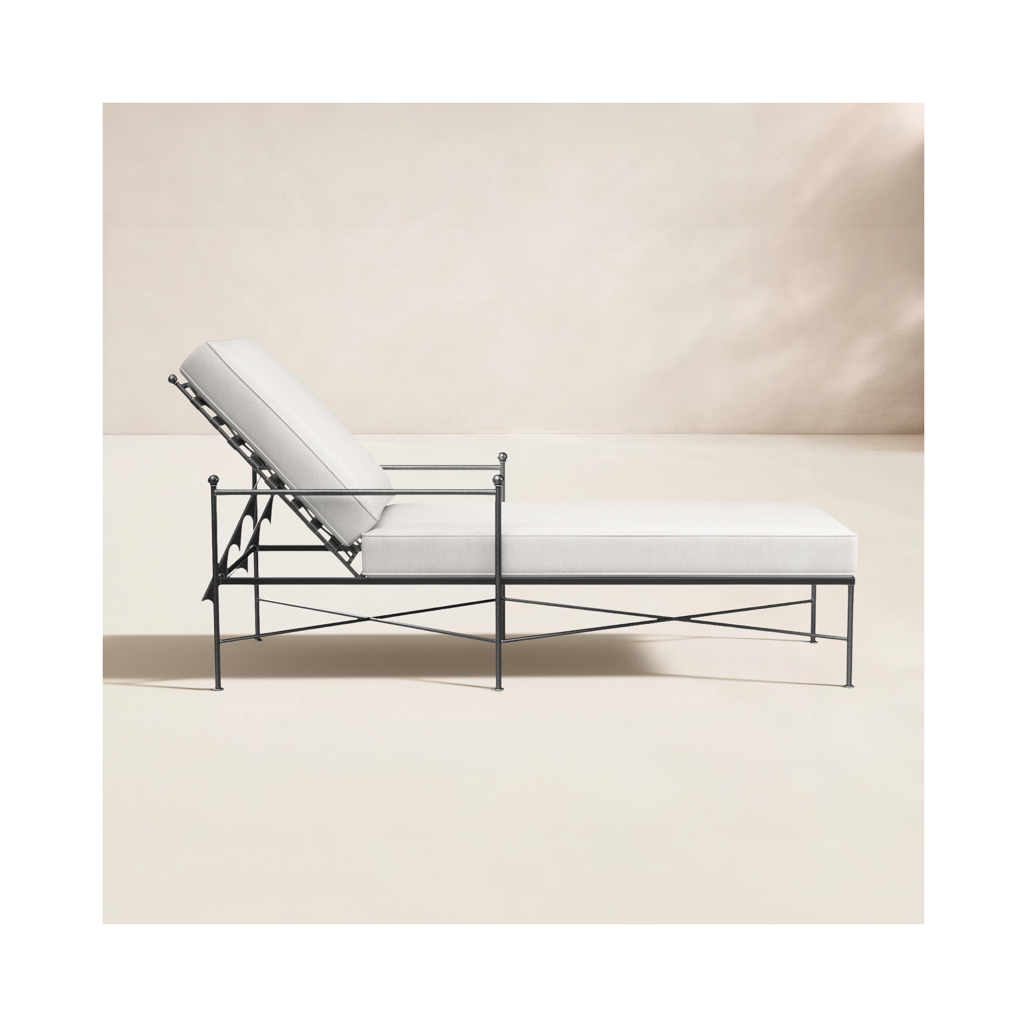 Lucier 80'' Long Reclining Single Chaise with Sunbrella Cushions, Canvas Flax Sunbrella® Canvas