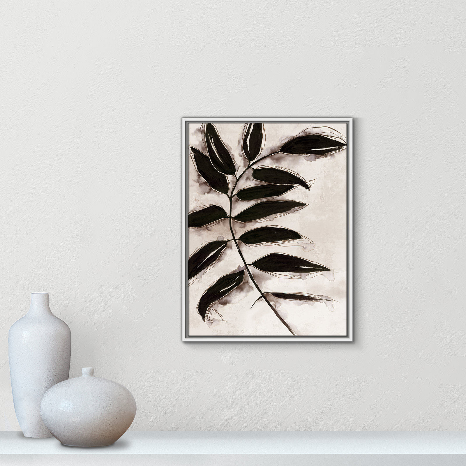 Leaves "Leaves II" Print, 25.5" H x 19.5" W x 2" D, White Framed