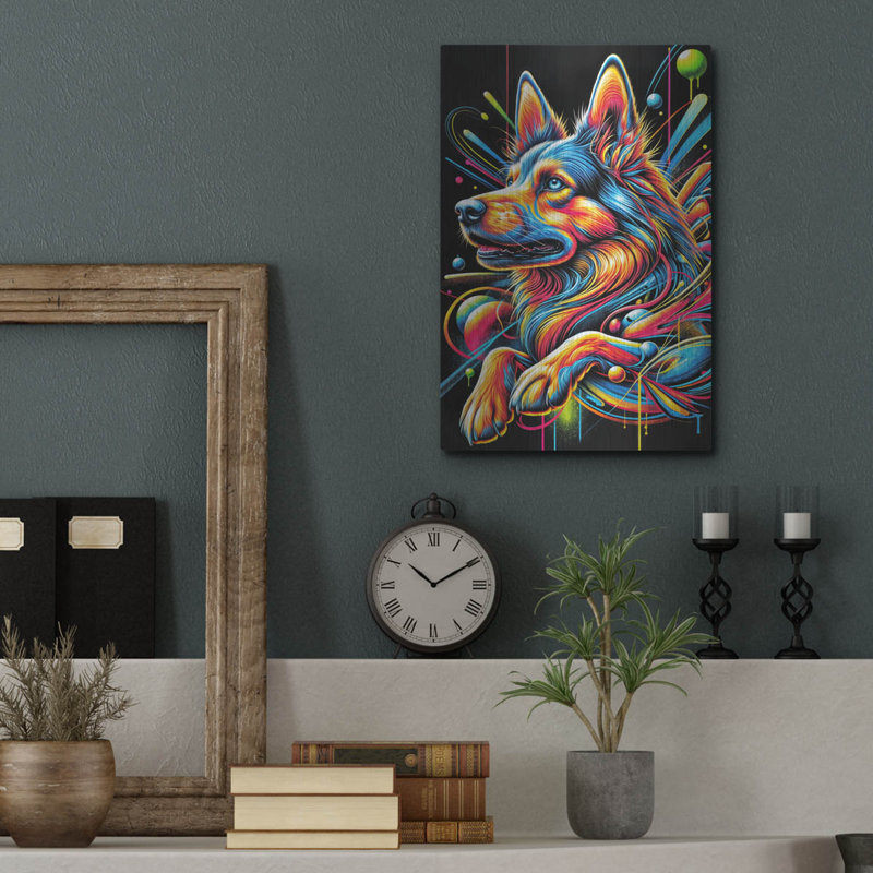 «Dog - Graffiti Style» par Rey Klimt, art mural en métal, H 16 po x l 12 po