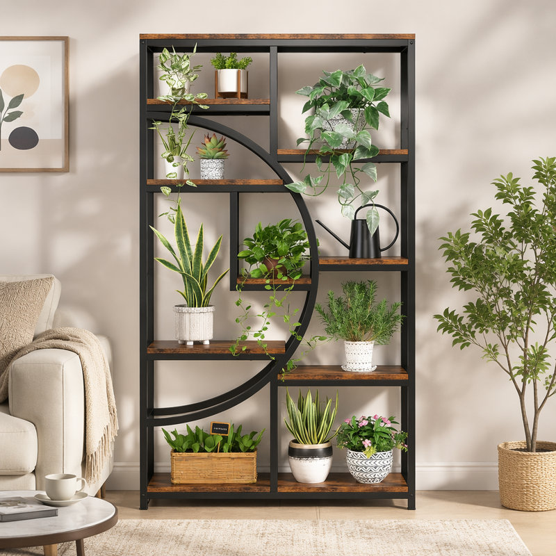 Geometric Design Display Shelf,Spacious Bookcase,Freestanding Bookshelf
