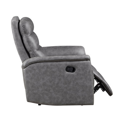 Gray Upholstery Reclining Chair Foam Padded Comfort Seats Plywood Frame Living Room Furniture 1pc