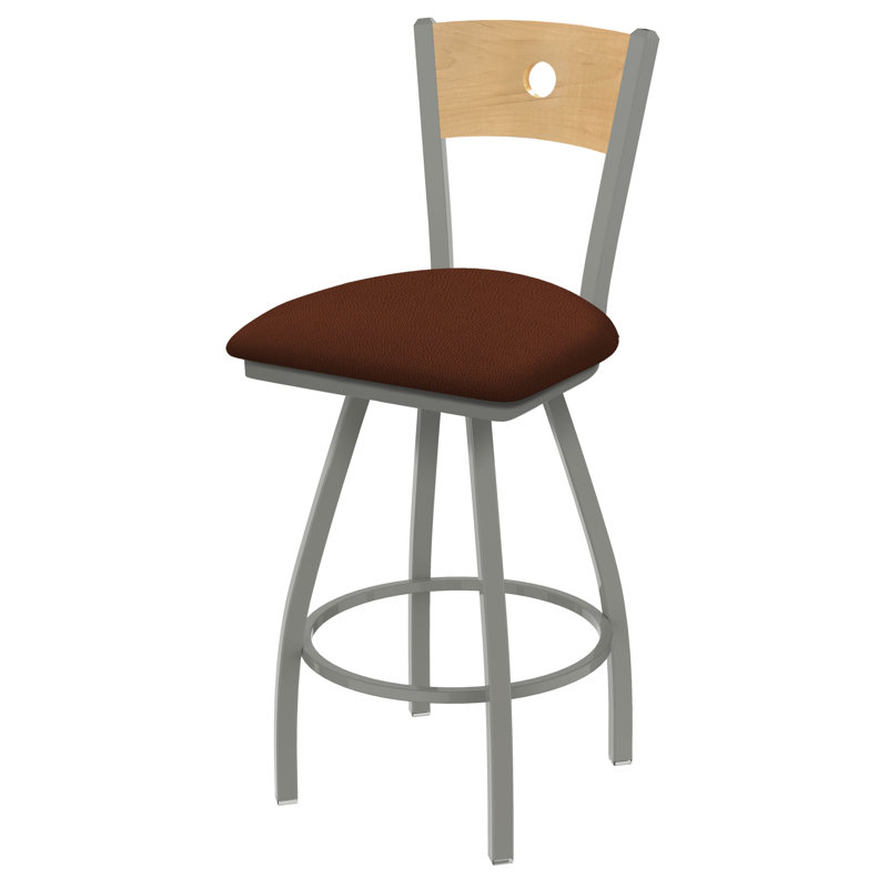 Tabouret pivotant Voltaire, Chêne naturel, Nickel anodisé, Siège Rein Rein / finition érable naturel
