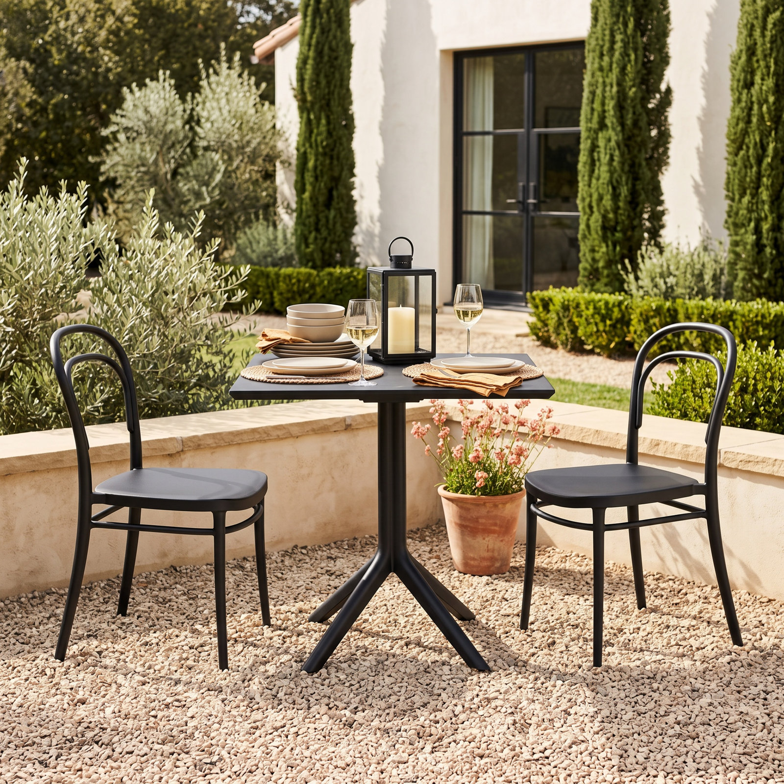 Farrah 24" Patio Bistro Set, Black