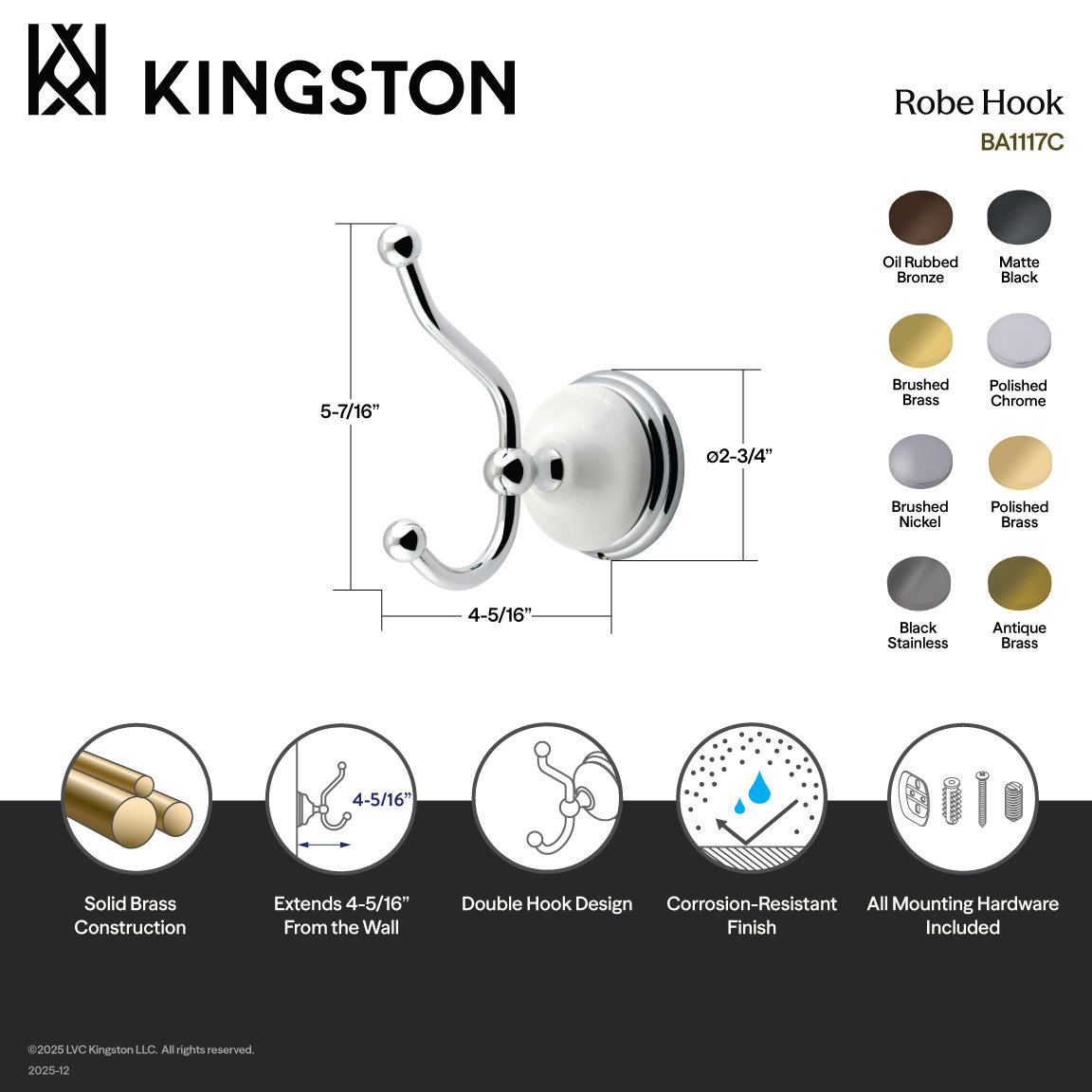 Victorian Robe Hook, Oil Rubbed Bronze