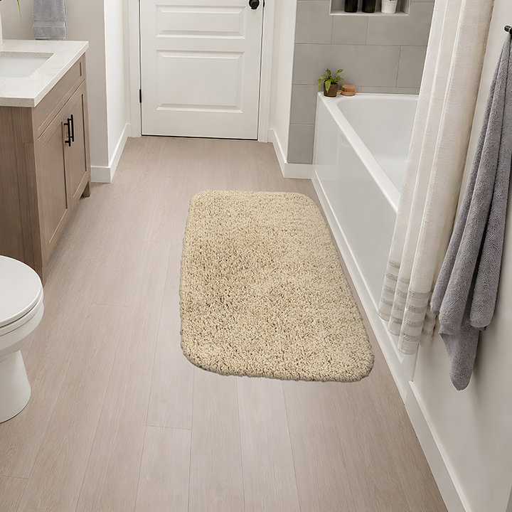 Tapis pour salle de bain en nylon Treye avec envers antidérapant, Lin, Rectangle 30 po x 50 po