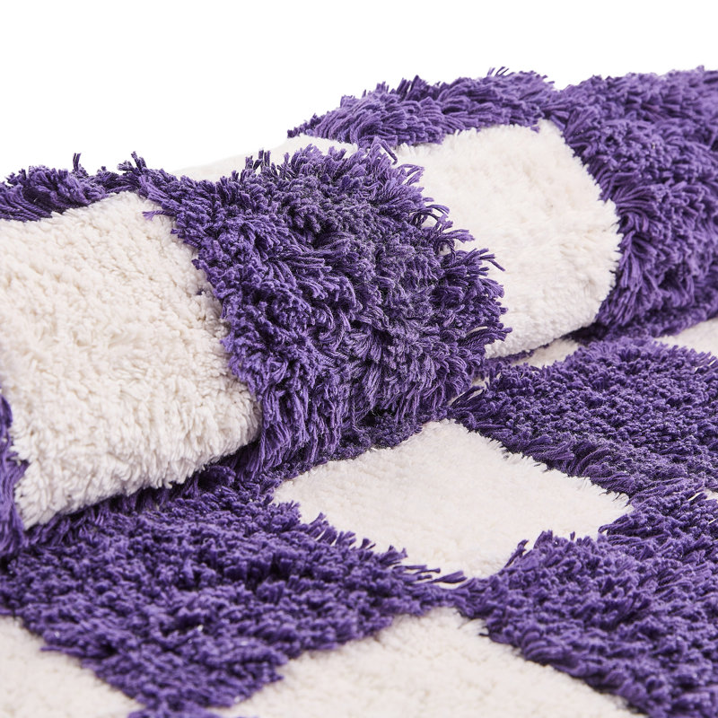 Checkerboard Bath Rug, Purple