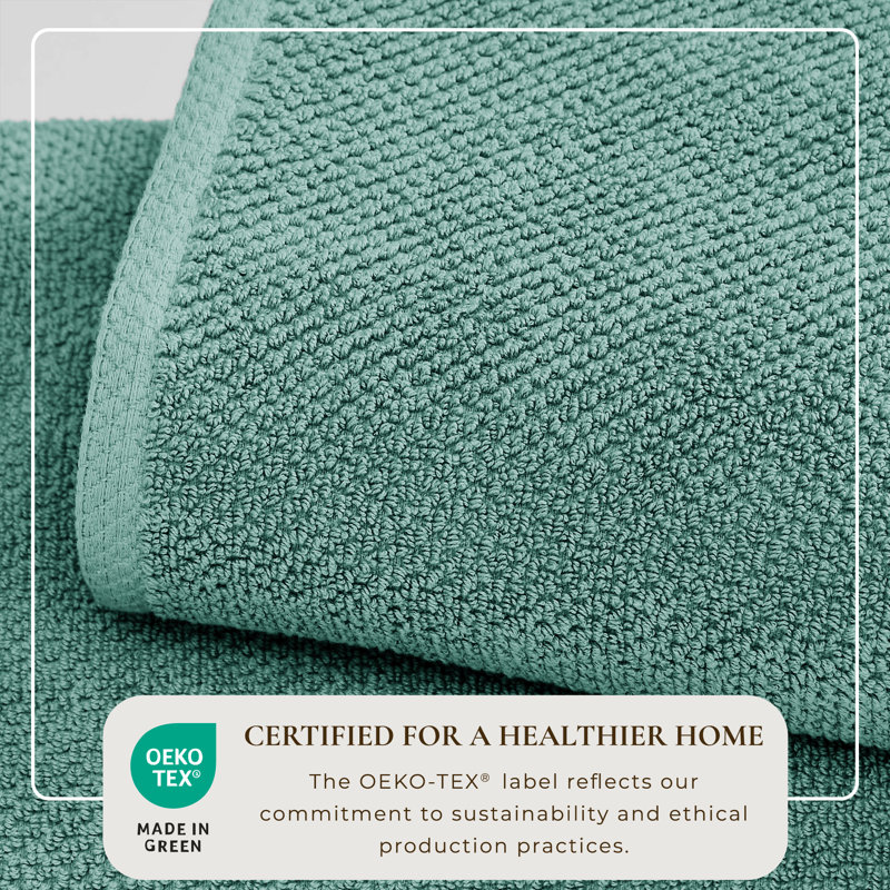 Mineral Blue Cotton Textured Bath Towels Set of 4