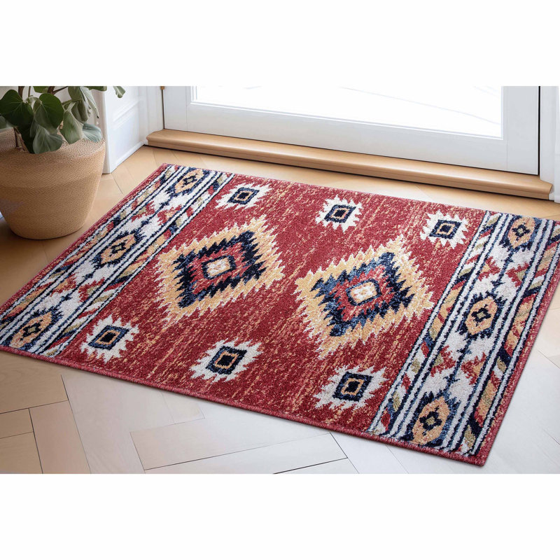 Well Woven Jamyn Lea Crimson Traditional Southwestern Tribal Red/Blue Rug, Rectangle 2'3" x 3'11"