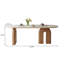 Table de salle à manger en bois fritté massif et bois manufacturé blanc et brun-763599360