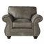 Chaise grise en similicuir gris avec magnifique coussin de dossier dans des matériaux de qualité