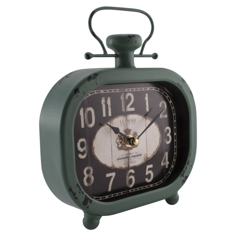 10" Teal Green Rustic Metal Wall/Table Clock