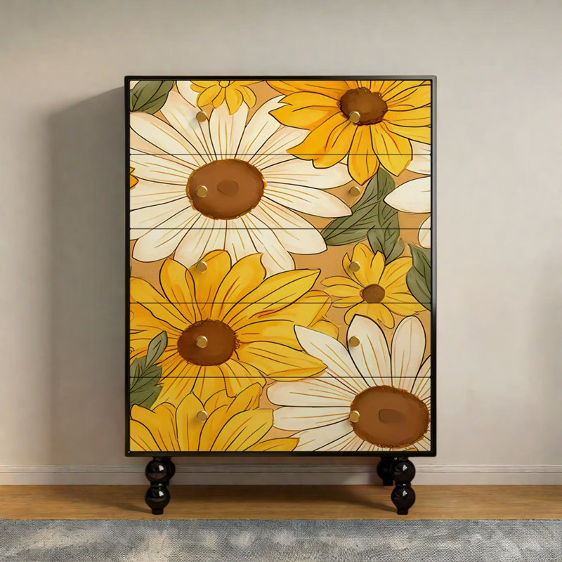 Commode d'appoint de rangement moderne à cinq tiroirs