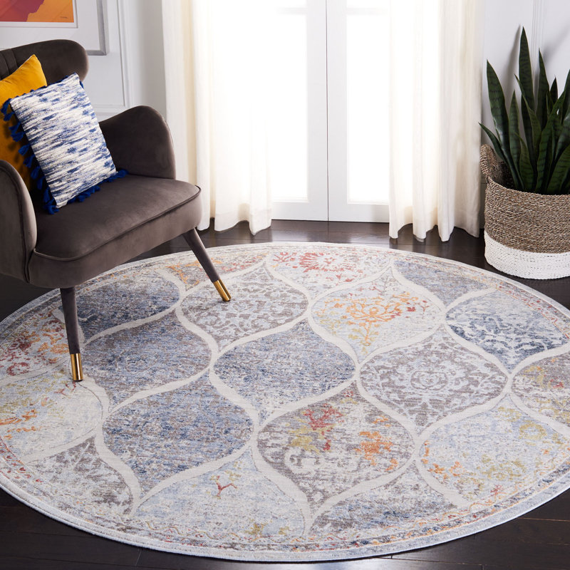 History 500 Performance Geometric Rug, Round 6'7"