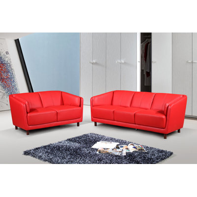 Ensemble de salon 2 pièces en cuir moderne mid-century Govan