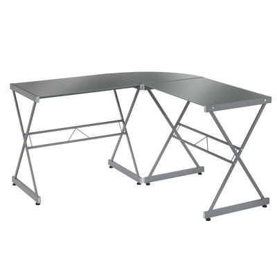 Rikwin L-Shaped Metal Base Computer Desk