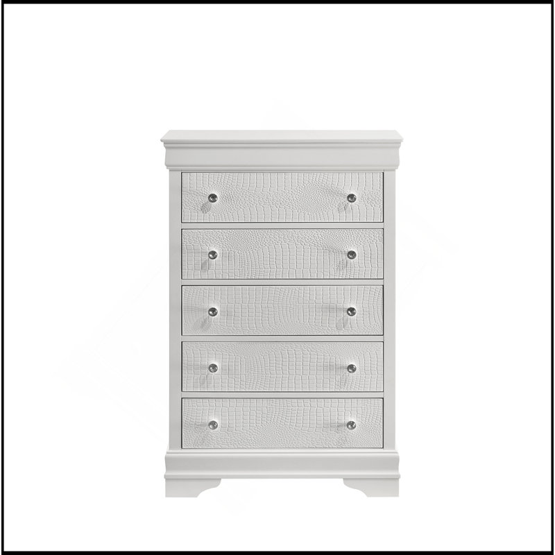 Modern Style 5-Drawer Chest Made With Wood In White