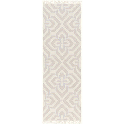 Tapis ivoire / gris / taupe en laine tissé à la main Roselawn